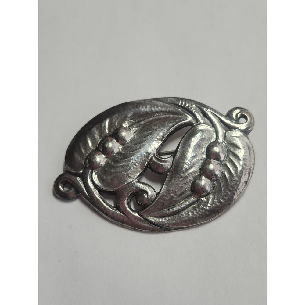 Handmade Sterling Silver Leaf Motif Statement Brooch 925 Designer Quality